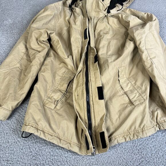 Timberland Stratham Issue Jacket Men Small Tan Khaki Removable Hood Full Zip - Picture 4 of 16